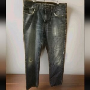 Old Navy Mens 32 X 30 Famous Jeans Distressed Straight Leg Acid Washed Denim